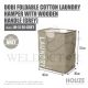 HOUZE DOBI FOLDABLE COTTON LAUNDRY HAMPER WITH WOODEN HANDLE LN-5150-GREY