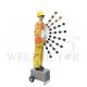 TRAFFIC MARSHAL WITH 8 SPOKES LED LIGHT C/W BATTERY BOX ON WHEELS