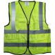 SAFETY VEST WITH REFLECTIVE X STRIP GREEN WITH ZIP & TWO POCKET