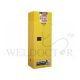JUSTRITE 22GAL SLIMLINE YELLOW CABINET 1 DOOR,MANUAL SURE-GRIP EX JUM892200