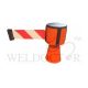 TRAFFIC CONE TOPPER WITH RETRACTABLE STRIPED BARRIER BELT (5M) RED/WHITE