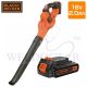 BLACK AND DECKER 18V LI-ION LEAF BLOWER, AIR SPEED 130MPH 1 BATT & CHARGER GWC1820PCF