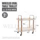 HOUZE 2 TIER WHEELED OVAL TABLE TROLLEY (WHITE) LS-9232-WHITE