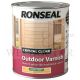 RONSEAL CRYSTAL CLEAR OUTDOOR WATER BASED VARNISH 750ML