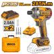 INGCO 20V BRUSHLESS IMPACT DRIVER 285NM W/2 X 20V 2.0AH & CHARGER CIRLI2028