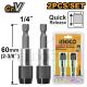 INGCO 2PCS 1/4" SHANK QUICK RELEASE MAGNETIC BIT HOLDER 60MML ABH20601