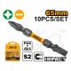 INGCO 10PCS DOUBLE END IMPACT S/DRIVER BIT, (-)6.0 & (+)2X65MM SDBIM21HL133