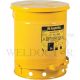 JUSTRITE 34L OILY WASTE CAN W/FOOT OPERATE COVER 09301 (YELLOW)
