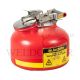 JUSTRITE 14265 SAFETY CAN 7.5L/2 GALLON, BUILT-IN GAUGE, POLYETHYLENE, RED
