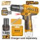 INGCO 12V LI-ION DRILL 20NM 2X1.5AH TYPE C BATT + CASE CDLI12206