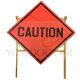 TRAFFIC REFLECTIVE SIGN PLATE 900X900MM "CAUTION"C/W METAL STAND